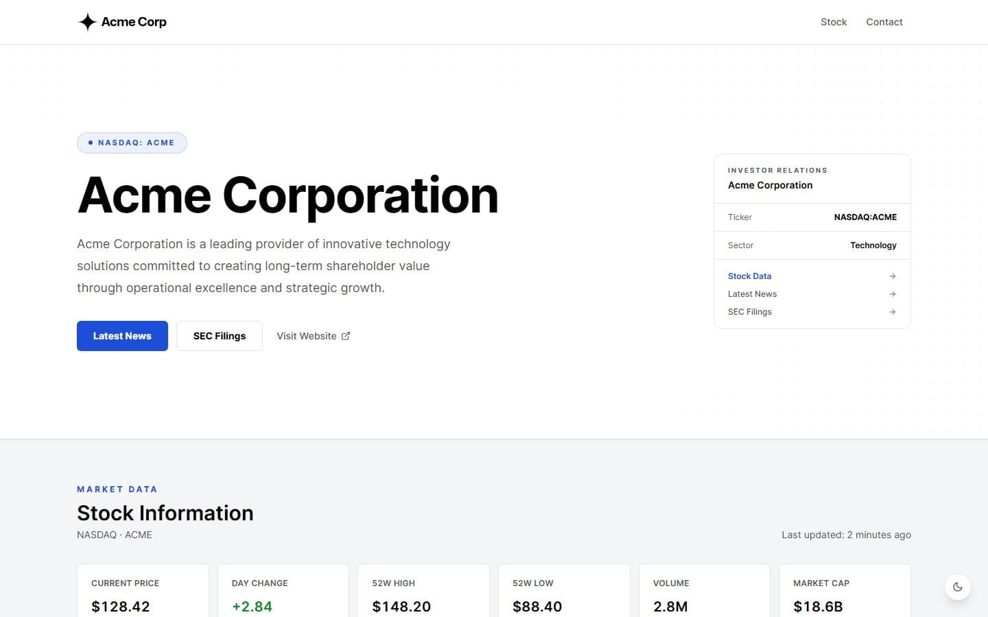 Minimal template preview